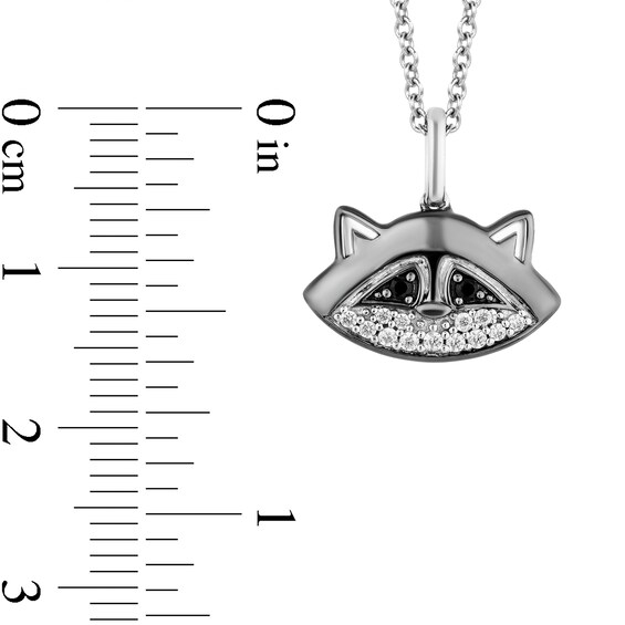 Enchanted Disney Pocahontas 1/8 CT. T.w. Black and White Diamond Meeko Pendant in Sterling Silver - 19"