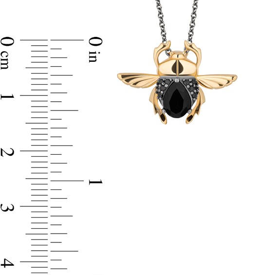 Enchanted Disney Villains Jafar Onyx and 1/15 CT. T.w. Black Diamond Scarab Beetle Pendant in 10K Gold - 19"