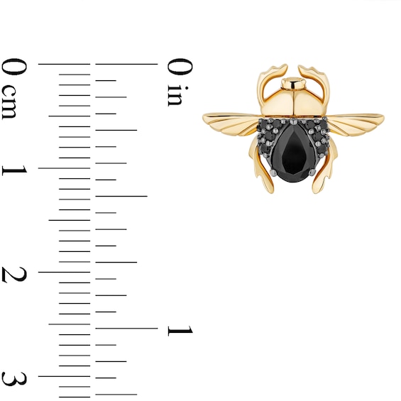 Enchanted Disney Villains Jafar Onyx and 1/8 CT. T.w. Black Diamond Scarab Beetle Stud Earrings in 10K Gold