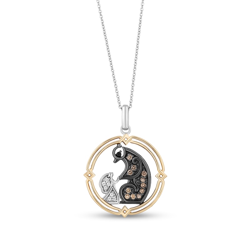 Main Image 1 of Enchanted Disney Merida 1/8 CT. T.W. Champagne, Black and White Diamond Pendant in Sterling Silver and 10K Gold – 19"