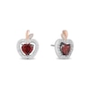 Thumbnail Image 1 of Enchanted Disney Snow White Garnet and 1/5 CT. T.W. Diamond Stud Earrings in Sterling Silver and 10K Rose Gold