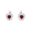 Thumbnail Image 2 of Enchanted Disney Snow White Garnet and 1/5 CT. T.W. Diamond Stud Earrings in Sterling Silver and 10K Rose Gold