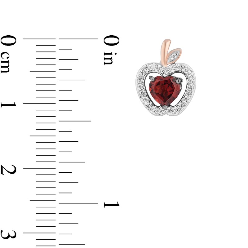 Main Image 3 of Enchanted Disney Snow White Garnet and 1/5 CT. T.W. Diamond Stud Earrings in Sterling Silver and 10K Rose Gold