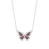 Thumbnail Image 1 of Enchanted Disney Mulan Rhodolite Garnet and 1/6 CT. T.W. Diamond Necklace in Sterling Silver and 10K Rose Gold