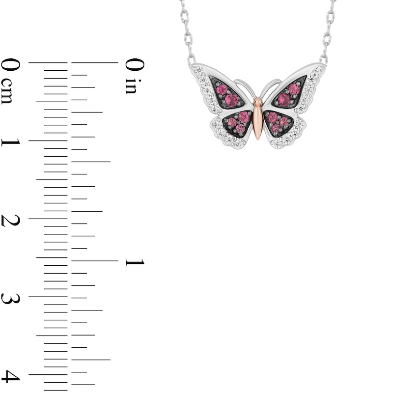 Main Image 3 of Enchanted Disney Mulan Rhodolite Garnet and 1/6 CT. T.W. Diamond Necklace in Sterling Silver and 10K Rose Gold