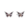 Thumbnail Image 1 of Enchanted Disney Mulan Rhodolite Garnet and 1/6 CT. T.W. Diamond Stud Earrings in Sterling Silver and 10K Rose Gold