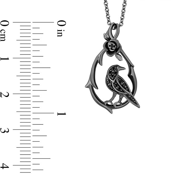 Enchanted Disney Villains Maleficent 1/10 CT. T.w. Black Diamond Diablo on Rose Vine Pendant in Sterling Silver â 19"