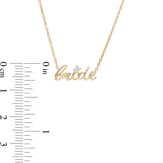 1/20 CT. T.w. Diamond Solitaire Cursive "bride" Necklace in 10K Gold