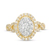 Thumbnail Image 4 of 1 CT. T.W. Oval-Shaped Multi-Diamond Frame Twist Shank Engagement Ring in 14K Gold (I/I2)