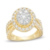 Thumbnail Image 1 of 2 CT. T.W. Oval-Shaped Multi-Diamond Frame Triple Row Engagement Ring in 14K Gold (I/I2)