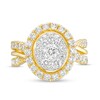Thumbnail Image 4 of 2 CT. T.W. Oval-Shaped Multi-Diamond Frame Triple Row Engagement Ring in 14K Gold (I/I2)