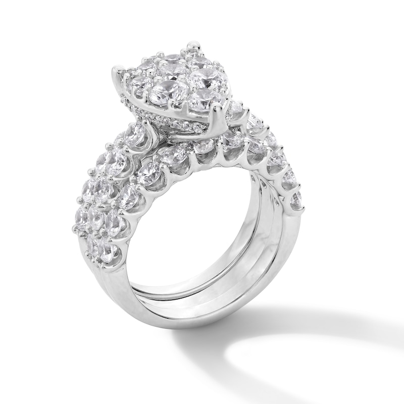Main Image 3 of 4 CT. T.W. Pear-Shaped Multi-Diamond Three Piece Bridal Set in 14K White Gold (I/I2)