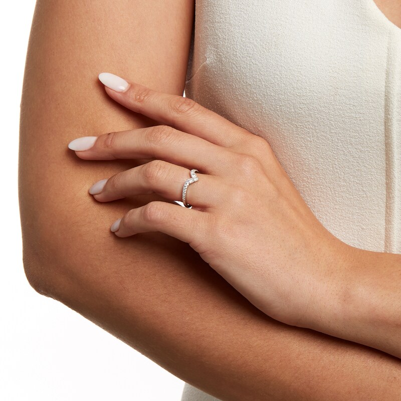 Main Image 2 of 1/4 CT. T.W. Princess-Cut and Round Diamond Contour Anniversary Band in 14K White Gold