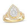 Thumbnail Image 1 of 1 CT. T.W. Pear-Shaped Multi-Diamond Frame Twist Shank Engagement Ring in 14K Gold (I/I2)