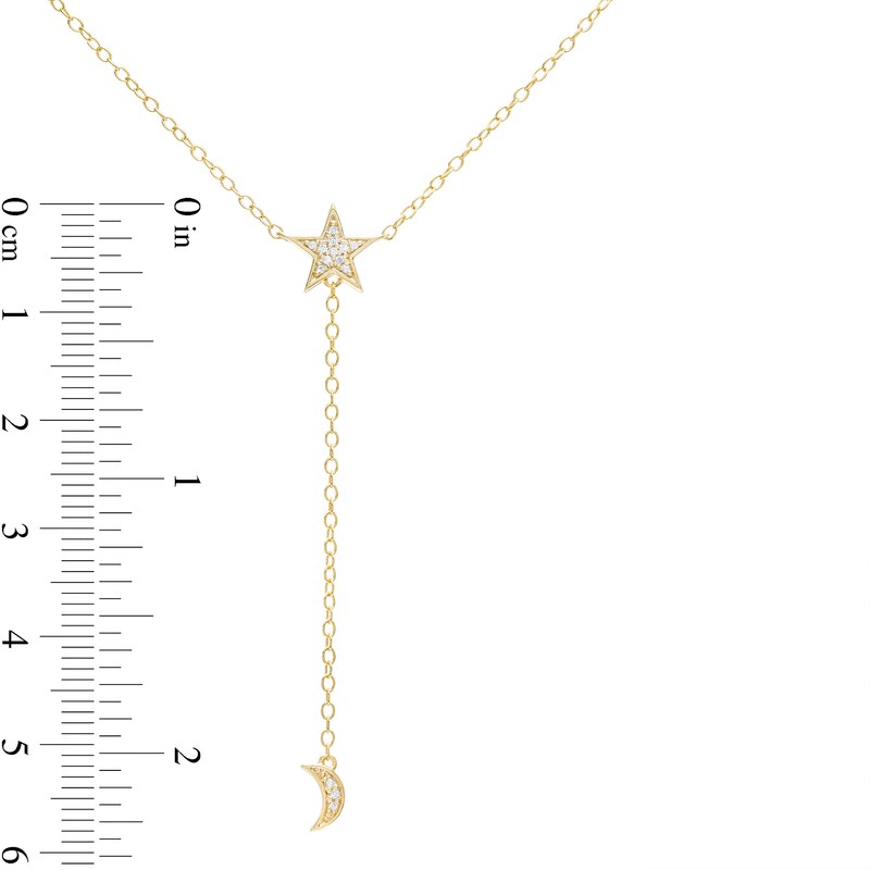 Main Image 3 of 1/20 CT. T.W. Diamond Star and Moon with Chain Drop Necklace in 10K Gold