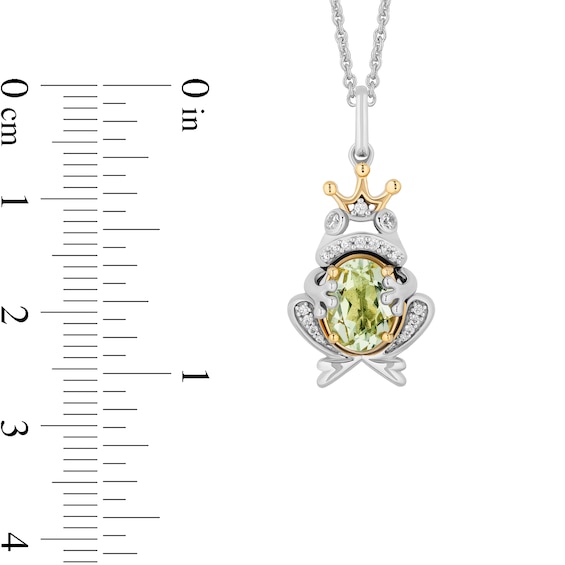 Enchanted Disney Tiana Oval Green Quartz and 1/10 CT. T.w. Diamond Frog Prince Pendant in Sterling Silver and 10K Gold