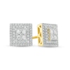 Thumbnail Image 1 of Men's 3/4 CT. T.W. Square-Shaped Multi-Diamond Double Frame Stud Earrings in 10K Gold