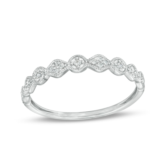 1/15 CT. T.w. Diamond Vintage-Style Geometric Stackable Anniversary Band in 10K White Gold