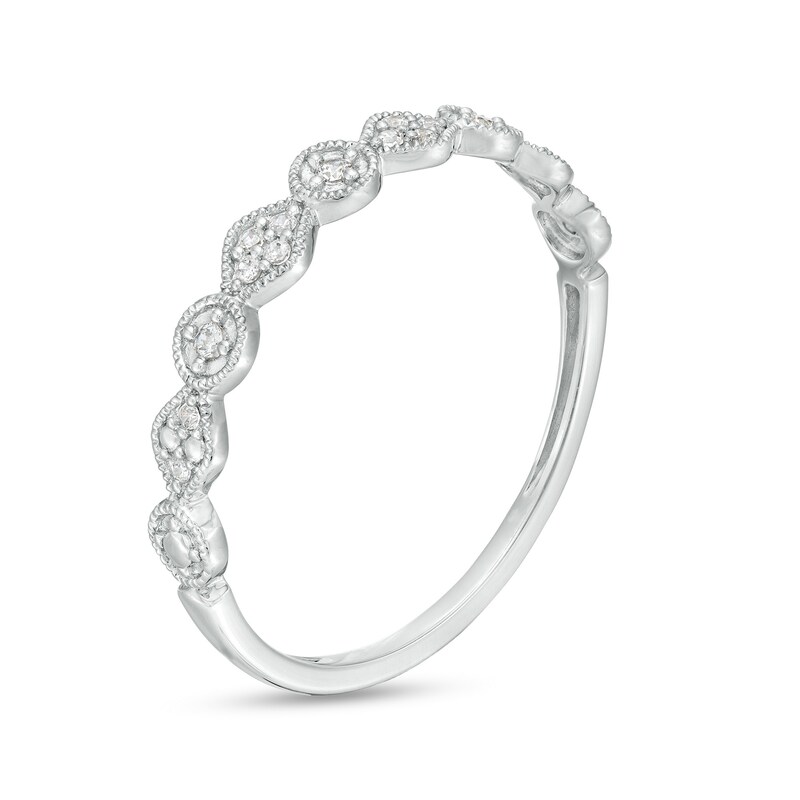 Main Image 3 of 1/15 CT. T.W. Diamond Vintage-Style Geometric Stackable Anniversary Band in 10K White Gold