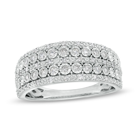 1/4 CT. T.W. Diamond Multi-Row Anniversary Band in 10K White Gold | Zales