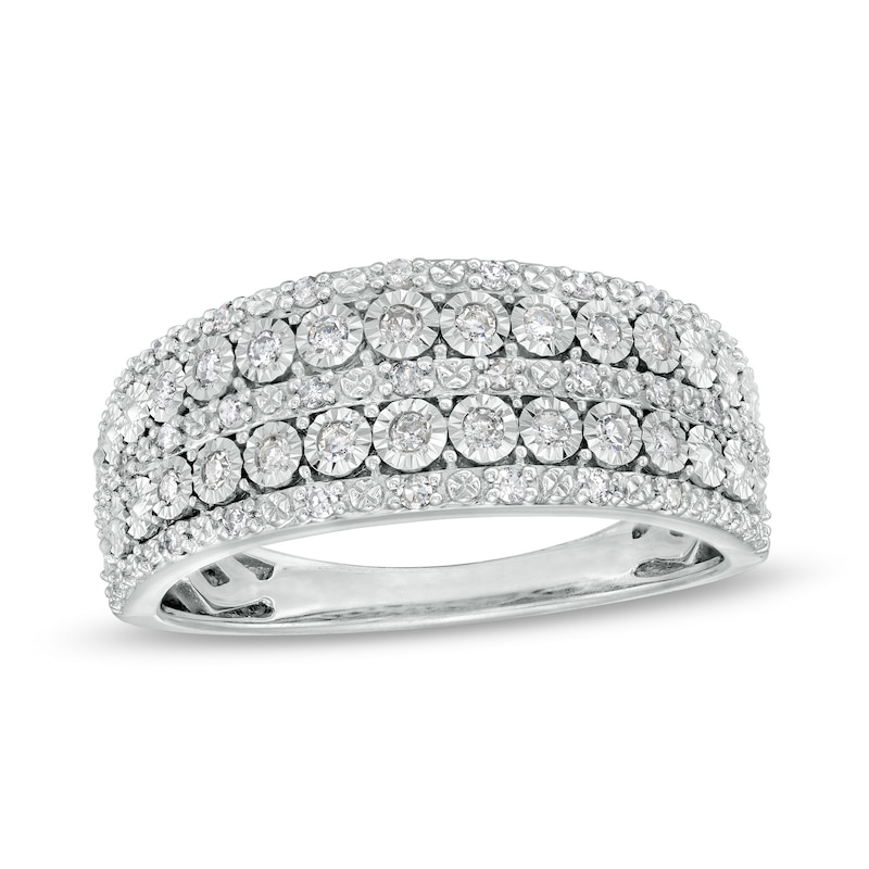 Main Image 1 of 1/4 CT. T.W. Diamond Multi-Row Anniversary Band in 10K White Gold