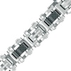 Thumbnail Image 0 of Men's 1/5 CT. T.W. Diamond Link Bracelet in Stainless Steel with Black Carbon Fiber – 8.62"