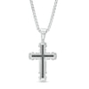 Thumbnail Image 1 of Men's 1/4 CT. T.W. Black Diamond Cross Pendant in Stainless Steel with Black Ion-Plate – 24"