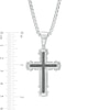 Thumbnail Image 3 of Men's 1/4 CT. T.W. Black Diamond Cross Pendant in Stainless Steel with Black Ion-Plate – 24"