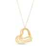 Thumbnail Image 1 of Cut-Out "Hope, Love and Faith" Triple Layered Tilted Heart Outline Pendant in 14K Gold
