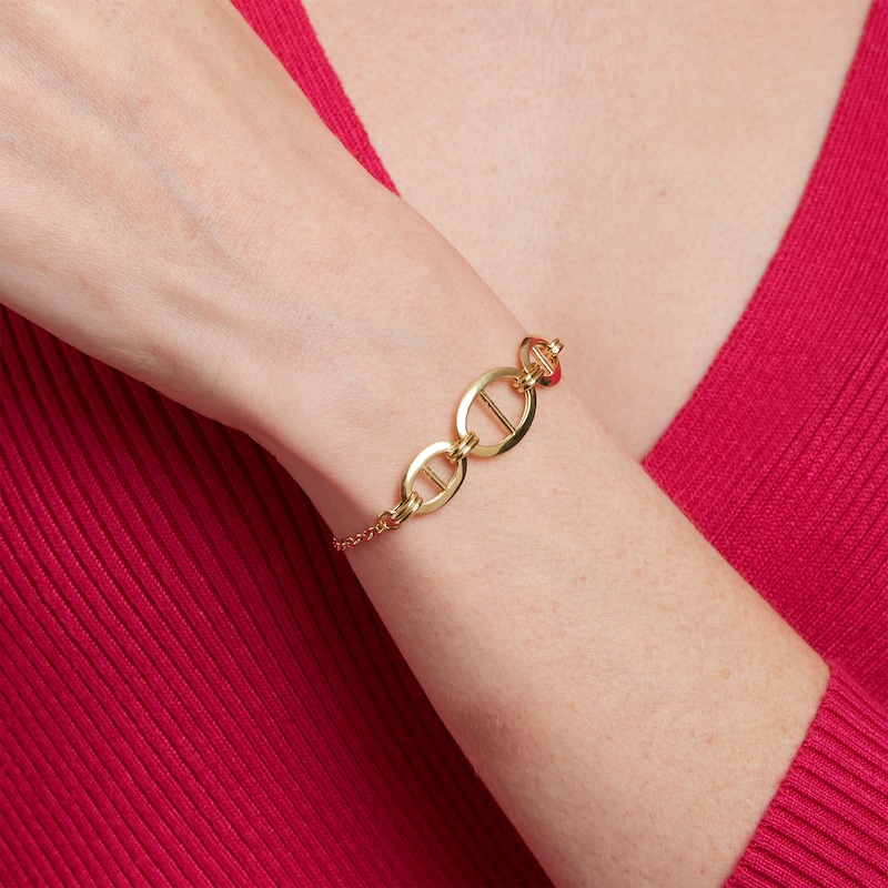 Mariner-Style Link Trio Bracelet in 10K Gold – 7.5"