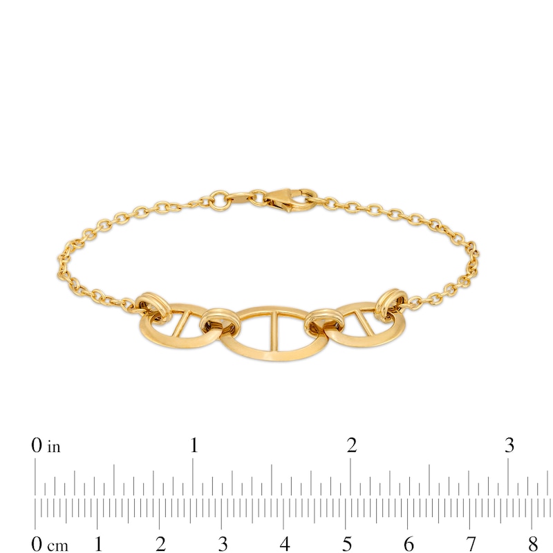 Mariner-Style Link Trio Bracelet in 10K Gold – 7.5"