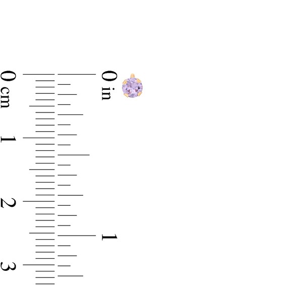 Child's 3.0mm Pink, Blue and Purple Cubic Zirconia Three Pair Stud Earrings Set in 14K Gold