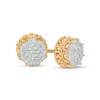 Thumbnail Image 1 of 1/4 CT. T.W. Multi-Diamond Cuban Link Outer Edge Stud Earrings in 10K Gold