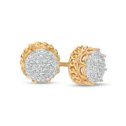 1/4 CT. T.W. Multi-Diamond Cuban Link Outer Edge Stud Earrings in 10K Gold