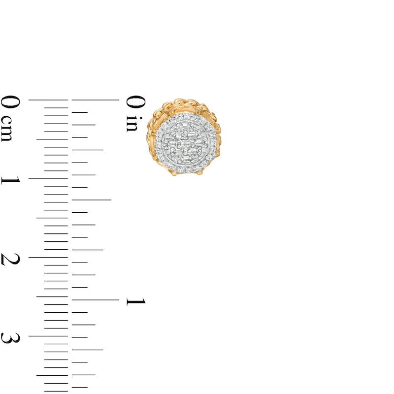 Main Image 3 of 1/4 CT. T.W. Multi-Diamond Cuban Link Outer Edge Stud Earrings in 10K Gold