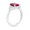 Thumbnail Image 3 of Emerald-Cut Lab-Created Ruby and White Lab-Created Sapphire Trio Pendant and Ring Set in Sterling Silver – Size 7