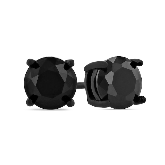 INOX Black IP Steel with Clear CZ Stud Earrings (Unisex)