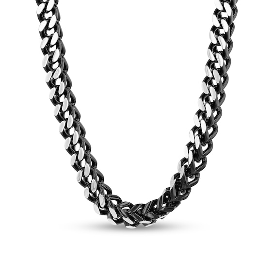 6.0mm Franco Snake Chain Necklace and Bracelet Set in Solid Stainless Steel and Black Ion-Plate - 24"