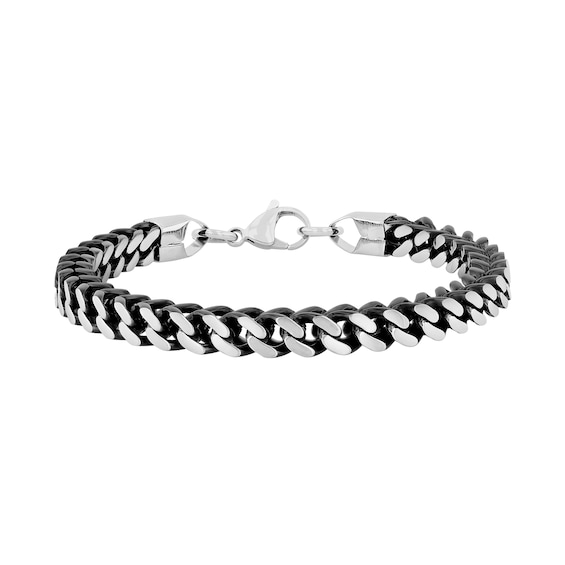 6.0mm Franco Snake Chain Necklace and Bracelet Set in Solid Stainless Steel and Black Ion-Plate - 24"