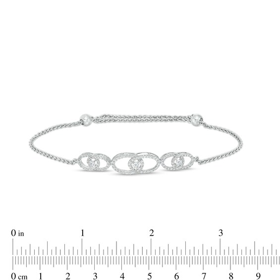 You Me Us 3/4 CT. T.w. Diamond Interlocking Ovals Trio Bolo Bracelet in 10K White Gold – 9"