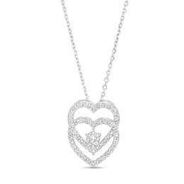 You Me Us 1/2 CT. T.W. Diamond Interlocking Hearts Pendant in 10K White Gold – 19&quot;