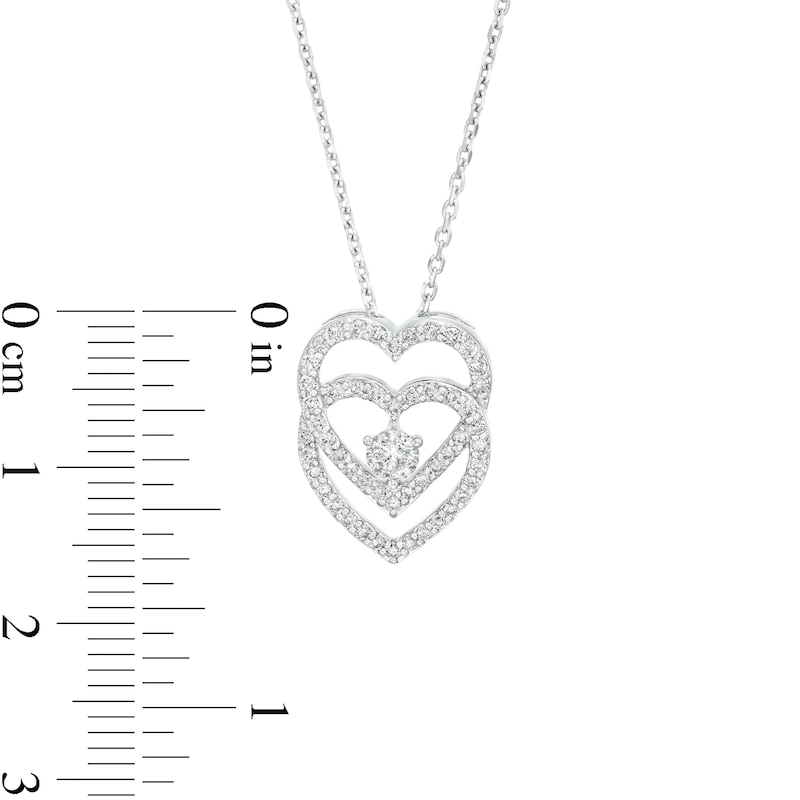 You Me Us 1/2 CT. T.W. Diamond Interlocking Hearts Pendant in 10K White Gold – 19"