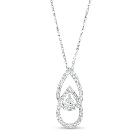 You Me Us 1/2 CT. T.w. Diamond Interlocking Teardrops Pendant in 10K White Gold â 19"