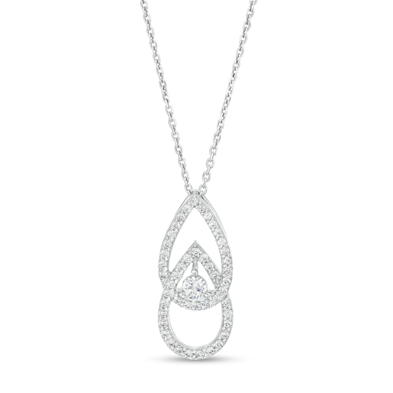 You Me Us 1/2 CT. T.W. Diamond Interlocking Teardrops Pendant in 10K White Gold – 19"