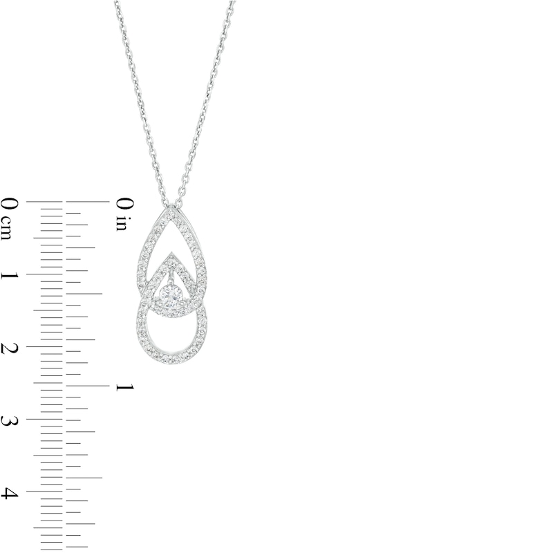 You Me Us 1/2 CT. T.W. Diamond Interlocking Teardrops Pendant in 10K White Gold – 19"