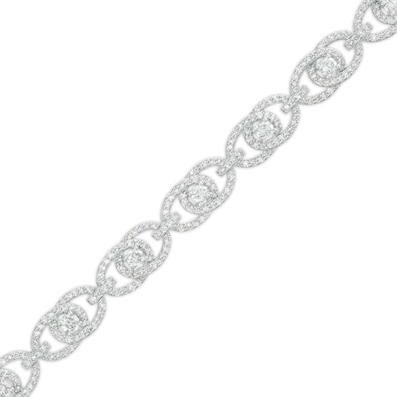You Me Us 3 CT. T.w. Diamond Interlocking Oval Link Bracelet in 10K White Gold â 7.24"
