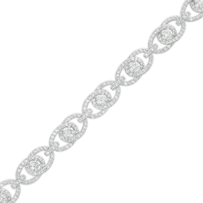 Main Image 1 of You Me Us 3 CT. T.W. Diamond Interlocking Oval Link Bracelet in 10K White Gold – 7.24"