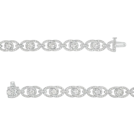 You Me Us 3 CT. T.w. Diamond Interlocking Oval Link Bracelet in 10K White Gold â 7.24"