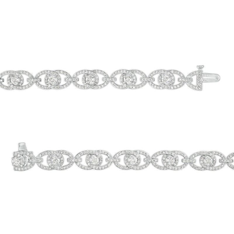 Main Image 3 of You Me Us 3 CT. T.W. Diamond Interlocking Oval Link Bracelet in 10K White Gold – 7.24"