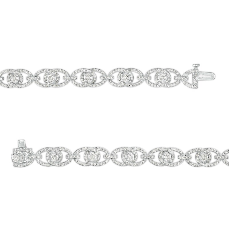 You Me Us 3 CT. T.W. Diamond Interlocking Oval Link Bracelet in 10K White Gold – 7.24"